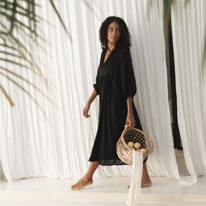 Daughter of India Kyra Midi Dress - Black Gauze